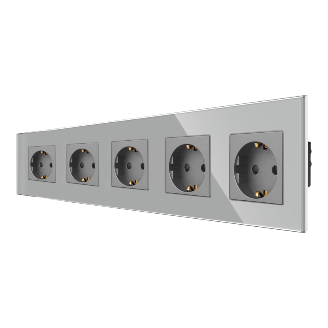 Priza Cvintupla LUXION cu rama din sticla, gri