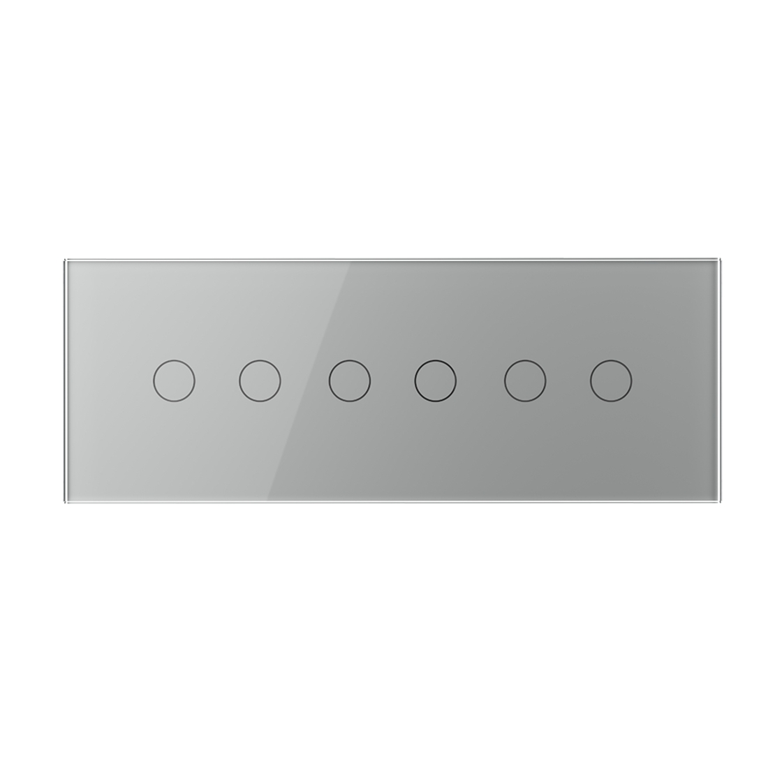 Intrerupator Dublu + Dublu + Dublu cu Touch LIVOLO cu Rama Din Sticla, Standard Italian, 6M, gri