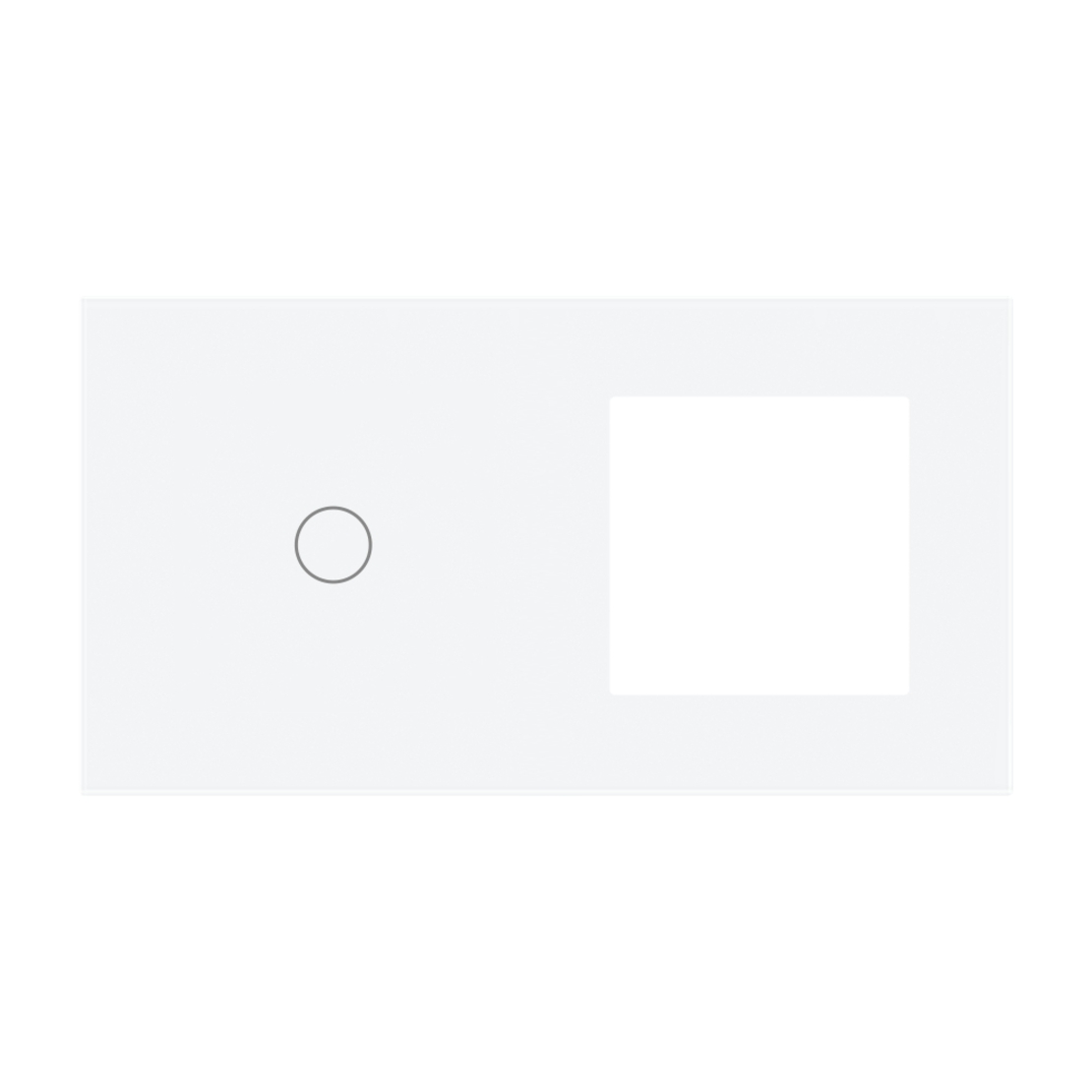 Panou Intrerupator Simplu cu Touch si Priza Simpla Din Sticla LUXION, alb