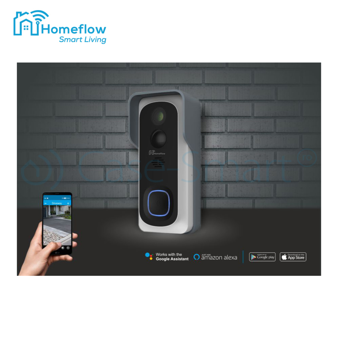 Sonerie inteligenta wireless cu monitorizare video Homeflow D-3001, Comunicare bidirectionala, Detectie miscare, Notificari, Modul sonerie interior inclus