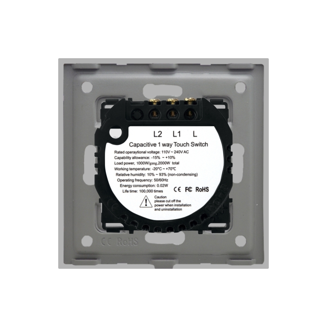 Intrerupator Dublu cu Touch din Sticla LUXION, gri