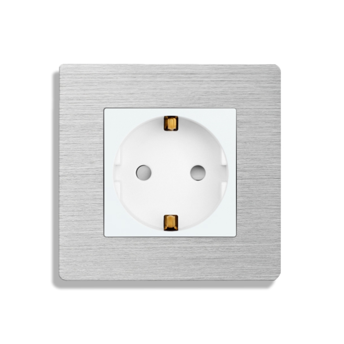 Priza Simpla LUXION cu rama din aluminiu, alb