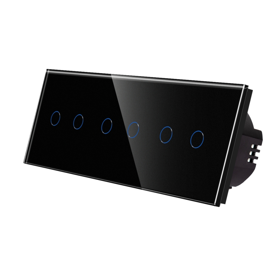 Intrerupator Dublu + Dublu + Dublu cu Touch din Sticla LUXION, negru