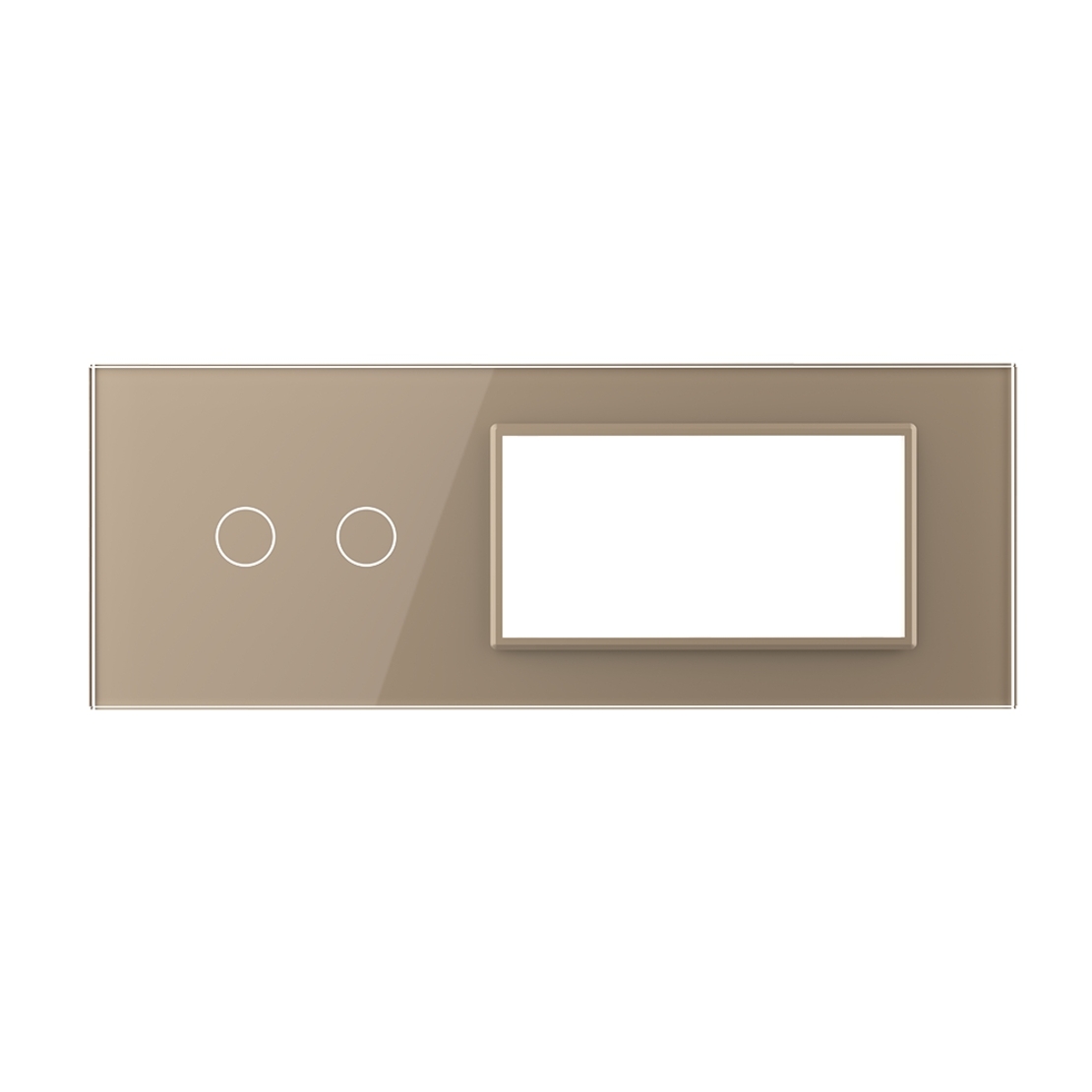 Panou Intrerupator Dublu cu 2 Prize LIVOLO din Sticla, Standard Italian - 6/7M, auriu