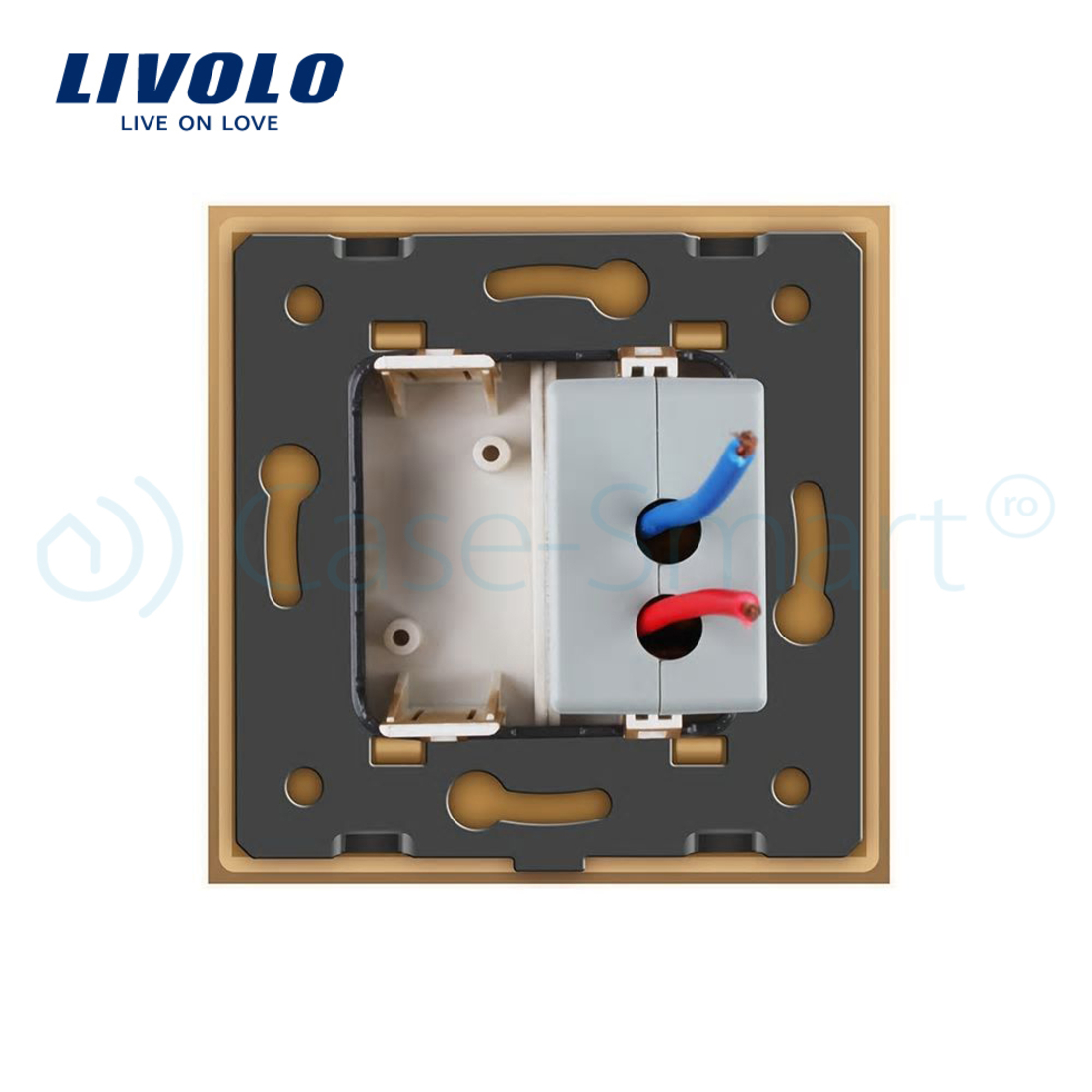 Priza USB Livolo cu rama din sticla, auriu