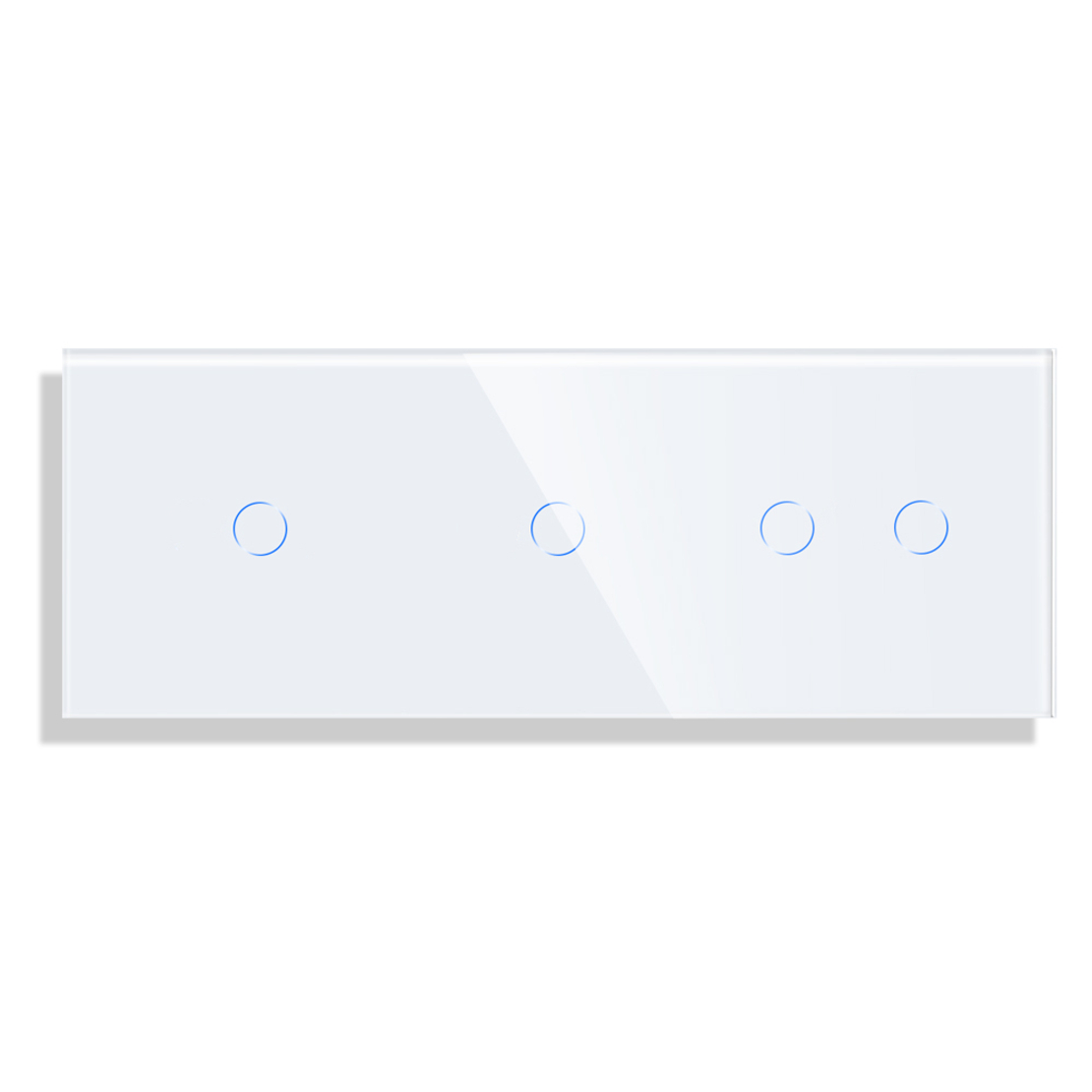Panou Intrerupator Simplu + Simplu + Dublu cu Touch din Sticla LUXION, alb