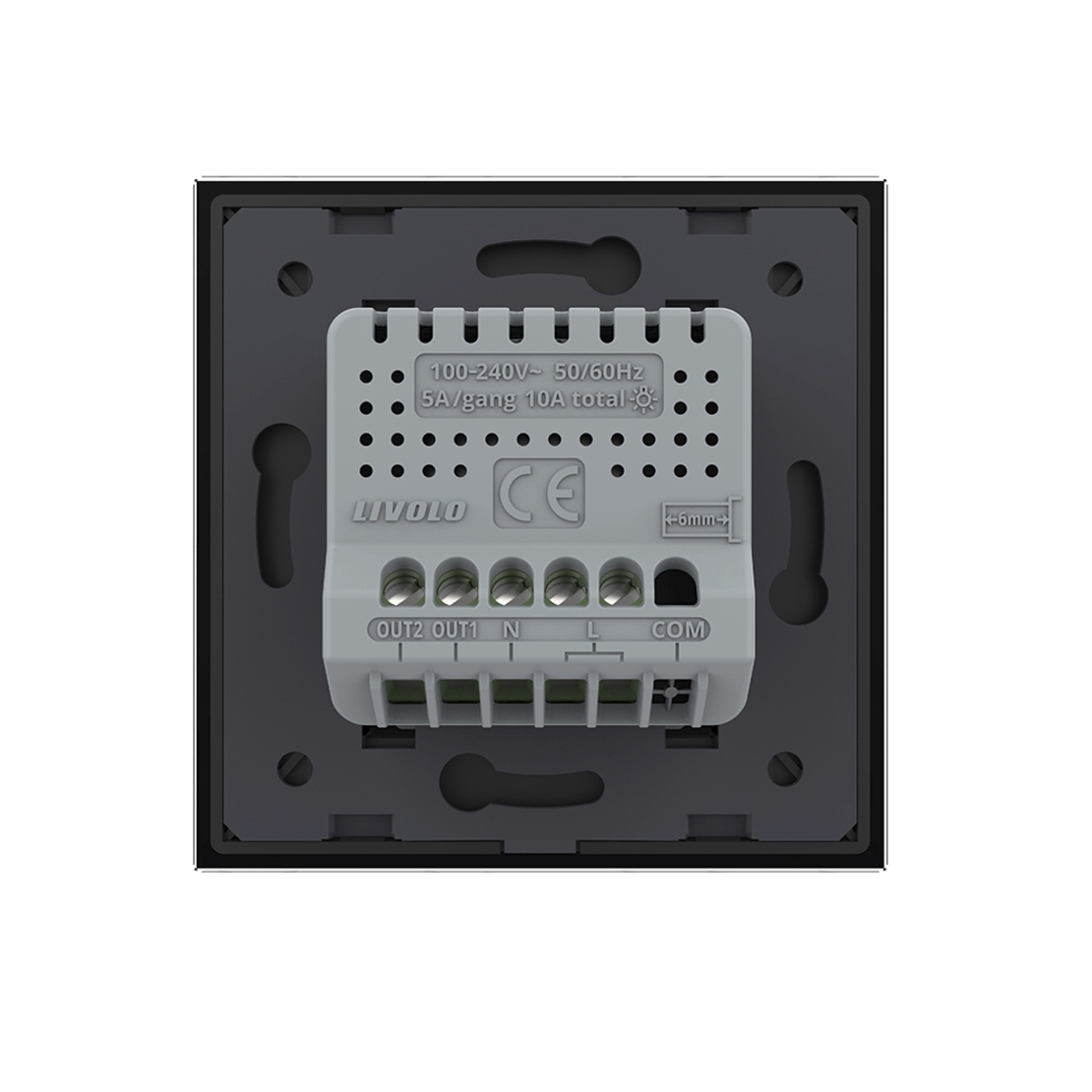 Intrerupator Dublu Wi-Fi cu Touch LIVOLO din Sticla - Serie Noua, negru