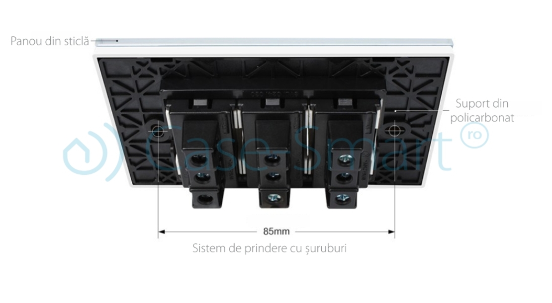 Priza tripla italiana Livolo cu rama din sticla - standard italian, alb