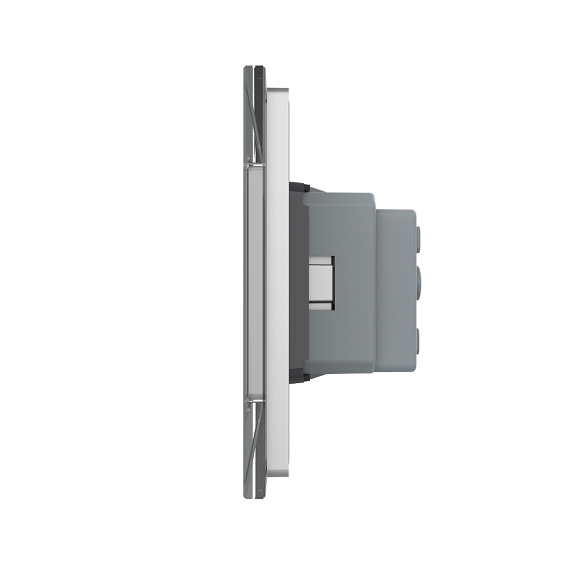 Intrerupator Simplu + Simplu + Priza LIVOLO cu Rama Din Sticla, Standard Italian, 6M, gri