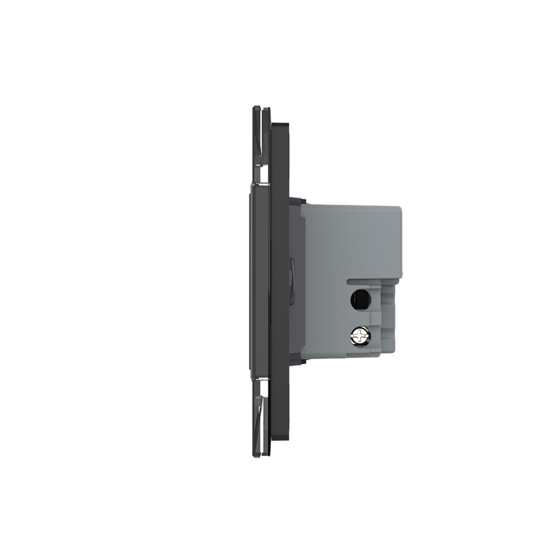 Intrerupator cvadruplu wireless cu touch Livolo cu rama din sticla, standard Italian - Serie noua, negru