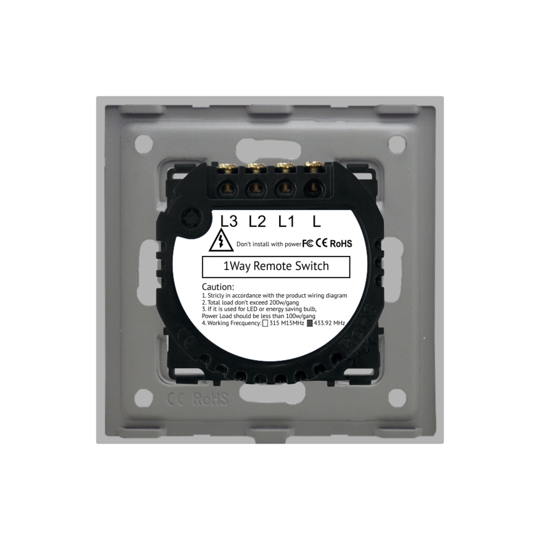 Intrerupator Triplu RF433 cu Touch din Sticla LUXION, gri