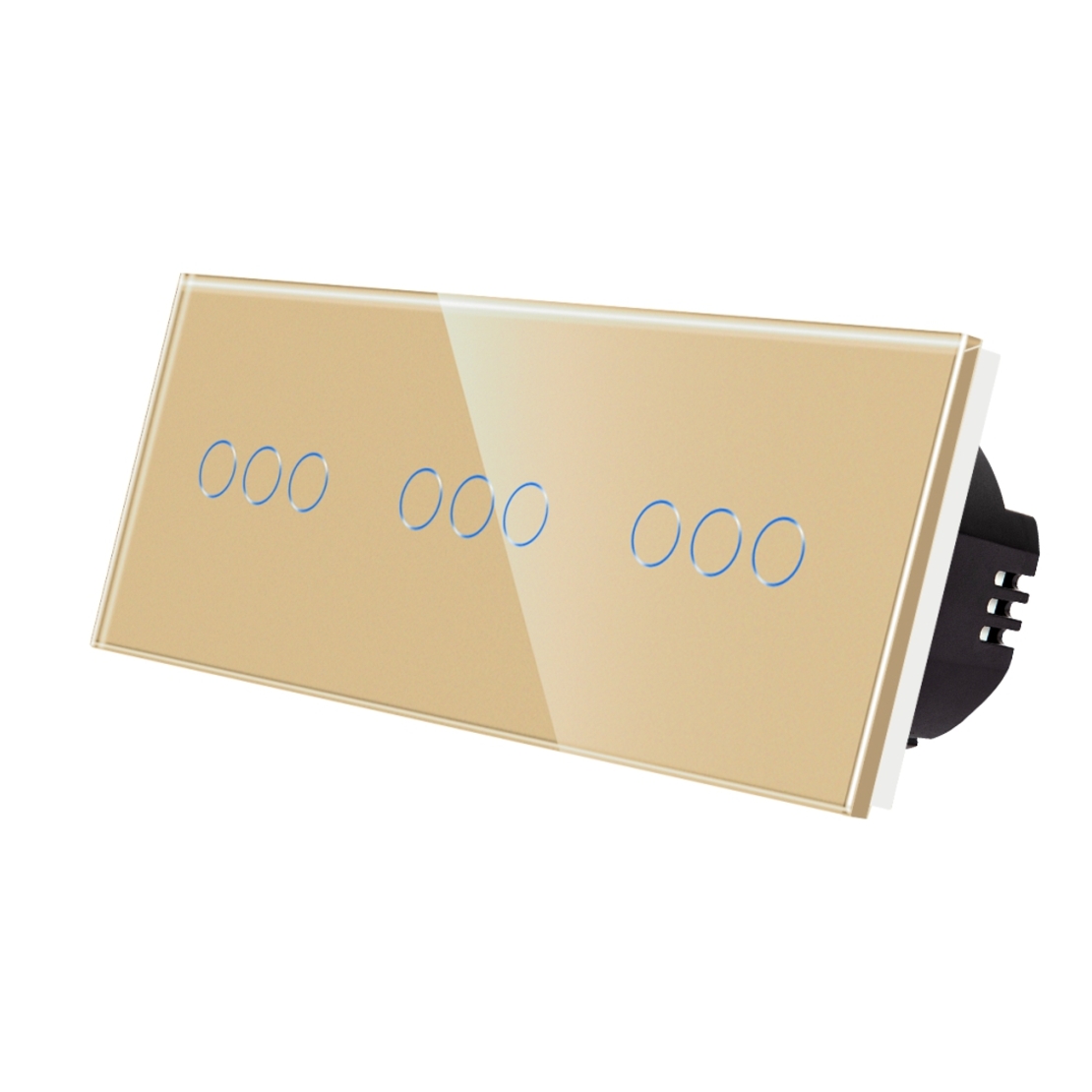 Intrerupator Triplu + Triplu + Triplu cu Touch din Sticla LUXION, auriu