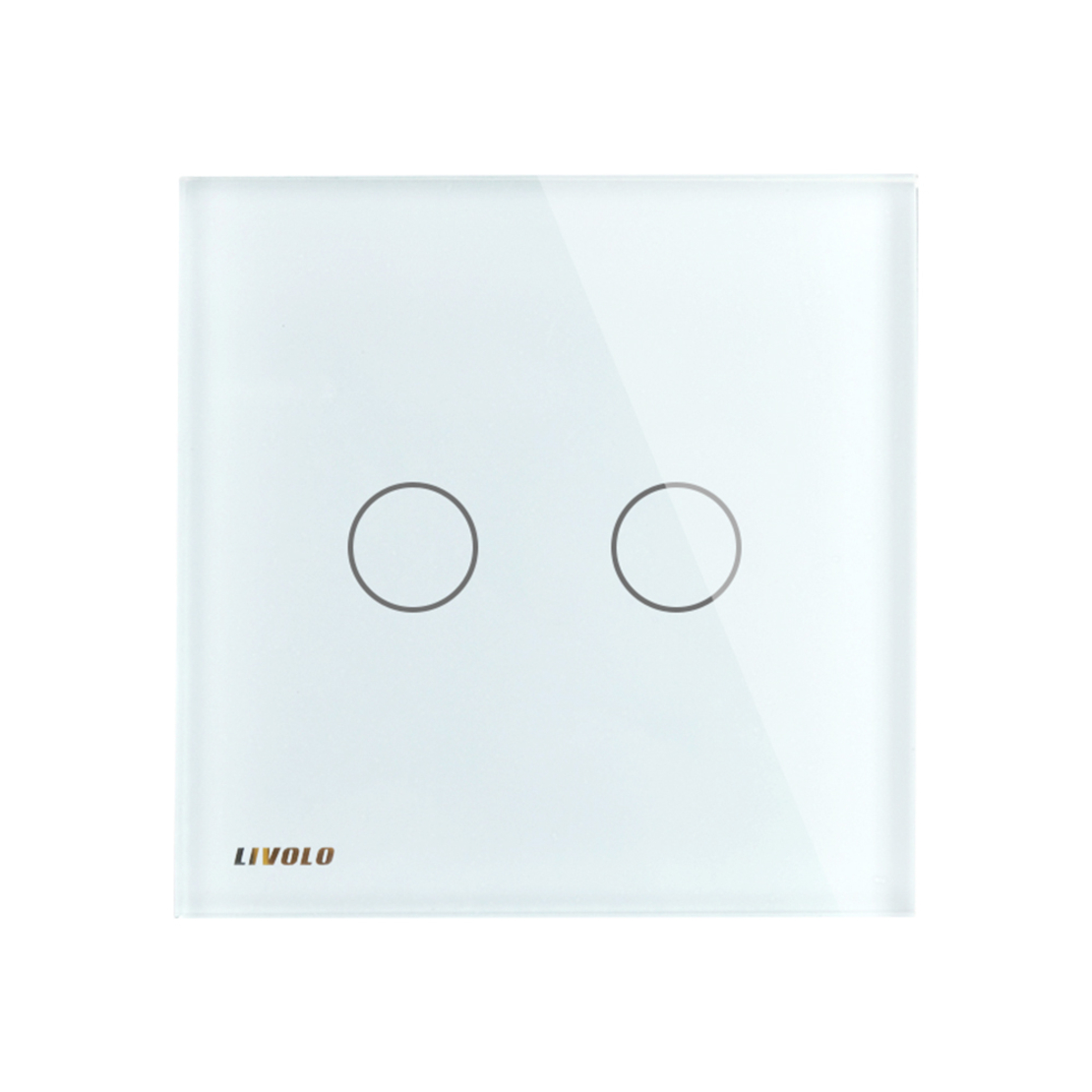 Panou intrerupator dublu cu touch Livolo din sticla, alb