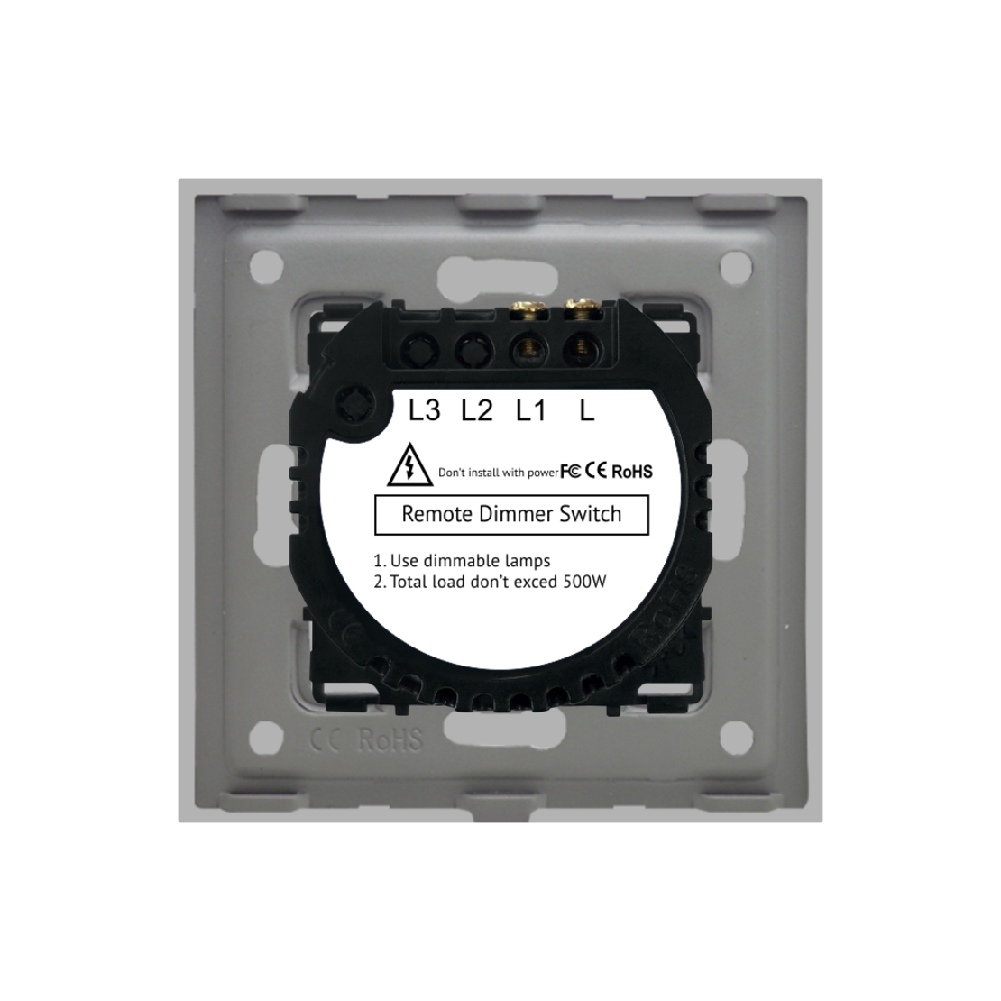 Intrerupator Simplu cu Variator cu Touch din Sticla LUXION, RF433, gri