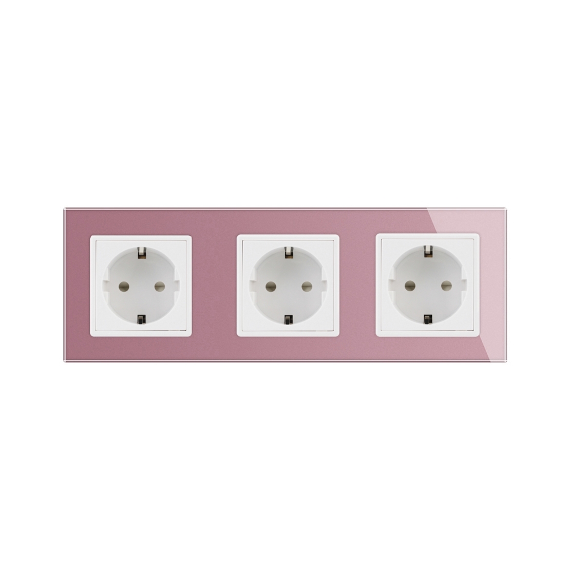 Priza tripla Livolo cu rama din sticla, roz