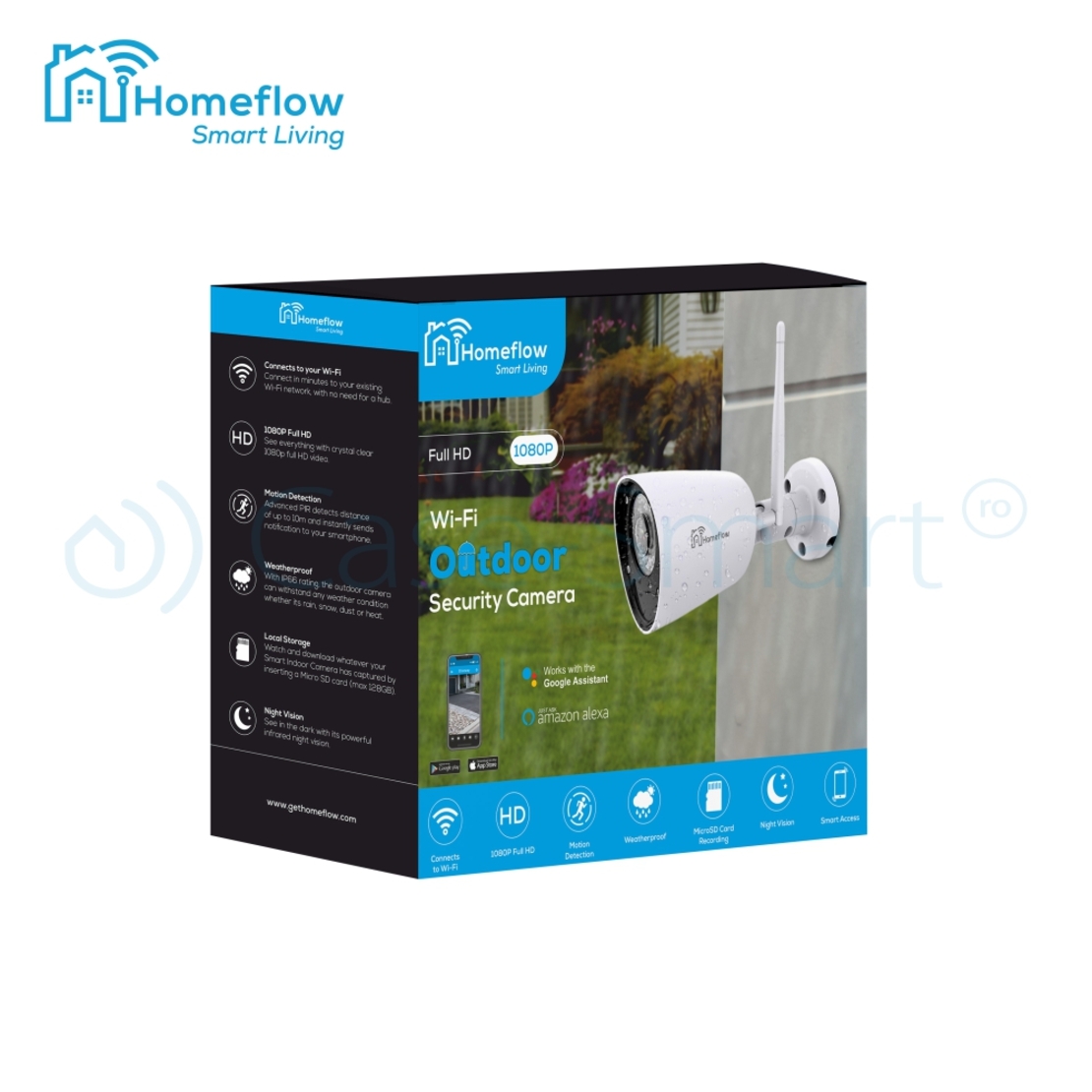 Camera de supraveghere wireless Homeflow C-6003, Exterior, Detectie miscare, Night Vision, Control de pe telefonul mobil