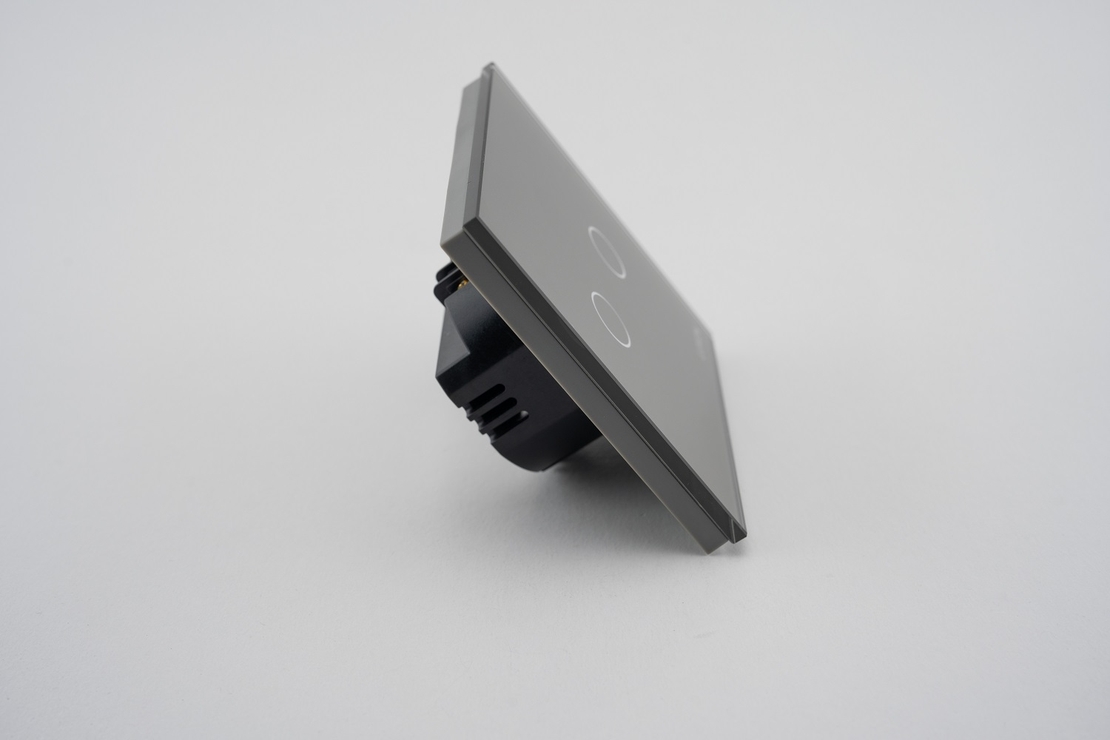 Intrerupator Dublu cu Touch din Sticla LUXION, gri