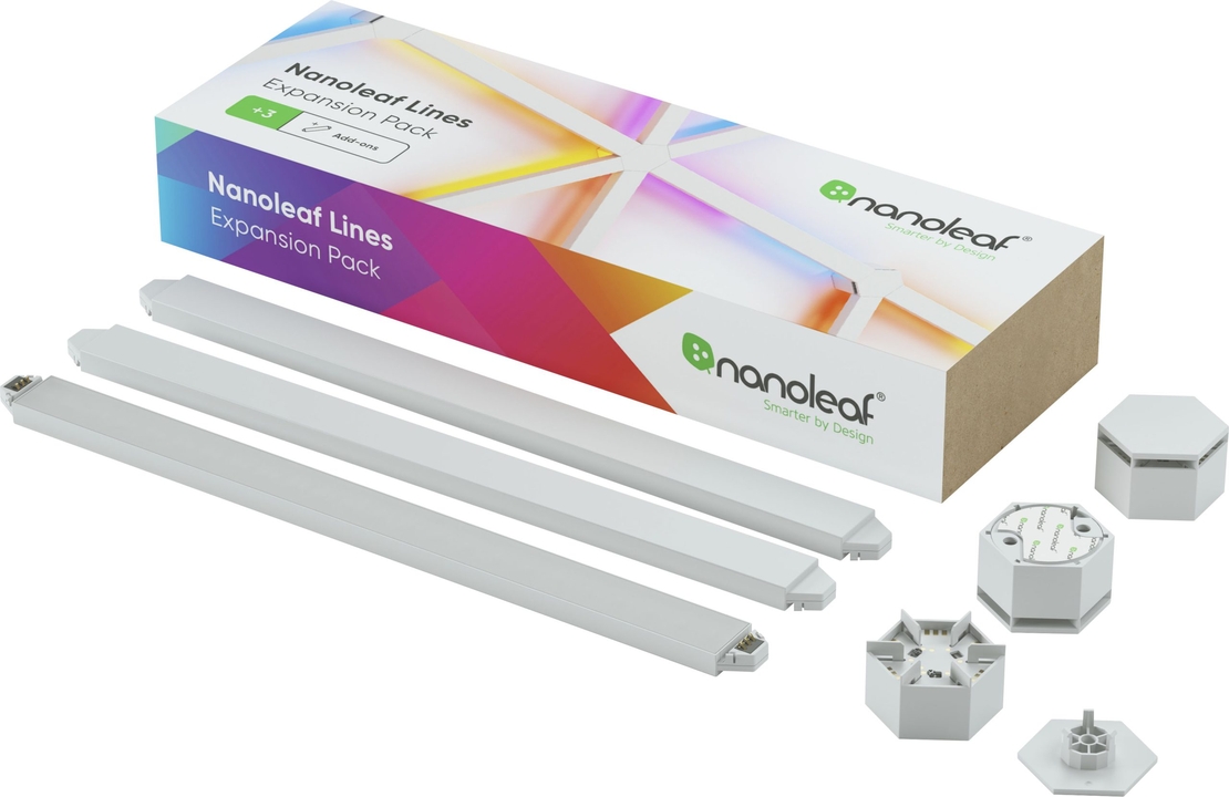 Kit extensie 3 panouri pentru Nanoleaf Lines Expansion Pack, Wi-Fi, Senzor muzica, Control vocal