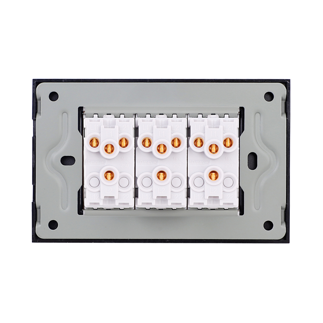 Intrerupator Mecanic 6 Posturi LUXION cu Rama din Sticla, Standard Italian, 3M, negru