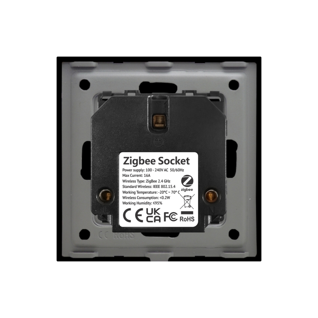 Priza inteligenta pentru perete LUXION Zigbee cu rama din sticla, negru