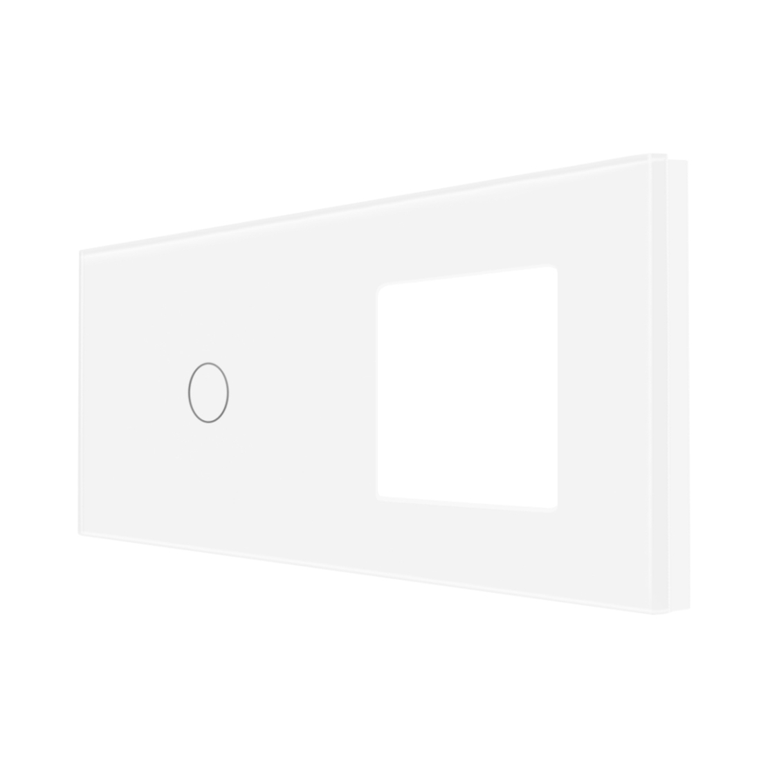 Panou Intrerupator Simplu cu Touch si Priza Simpla Din Sticla LUXION, alb