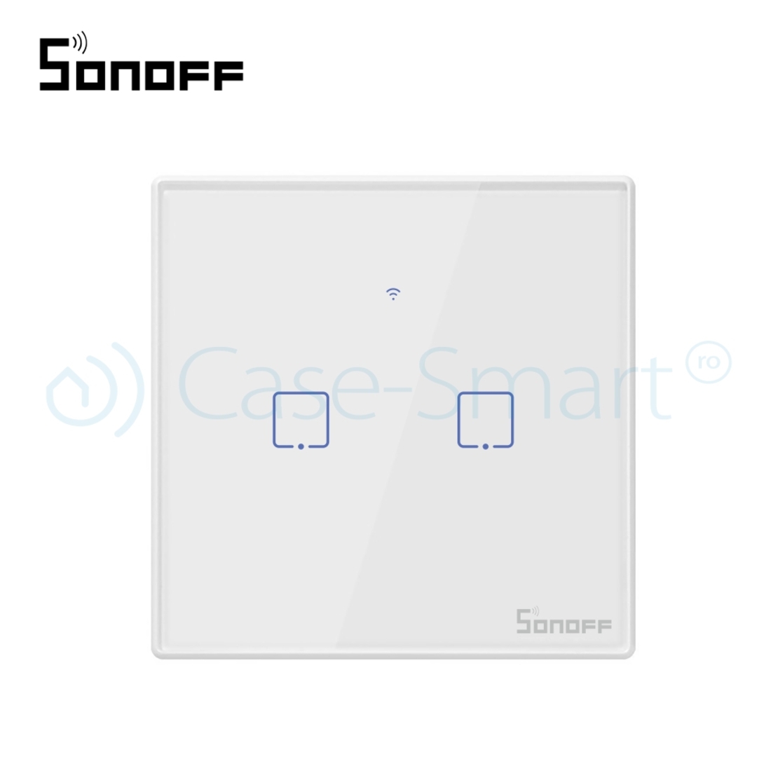 Intrerupator dublu cu touch Sonoff T2EU2C, Wi-Fi + RF, Control de pe telefonul mobil