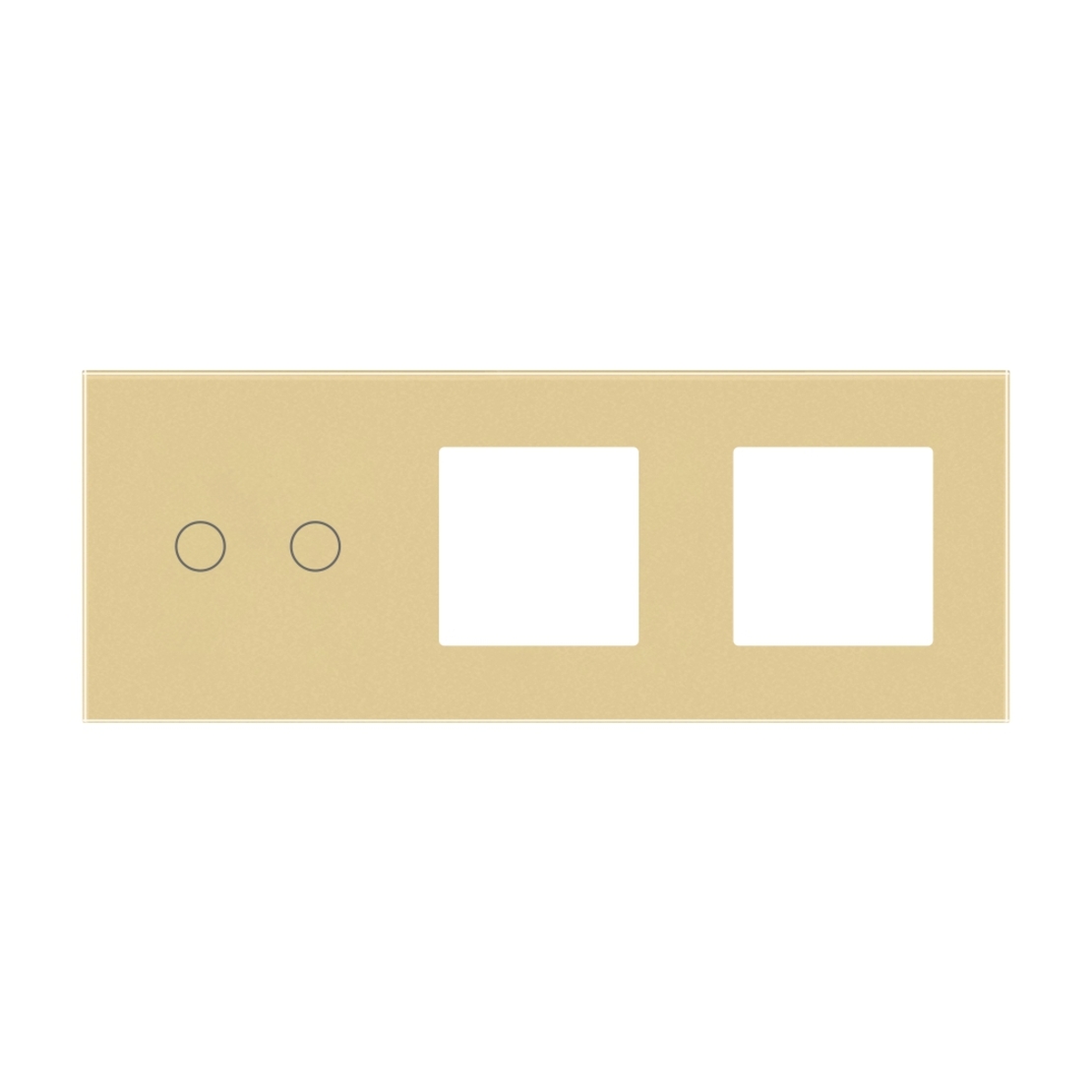 Panou Intrerupator Dublu cu Touch si 2 Prize Din Sticla LUXION, auriu