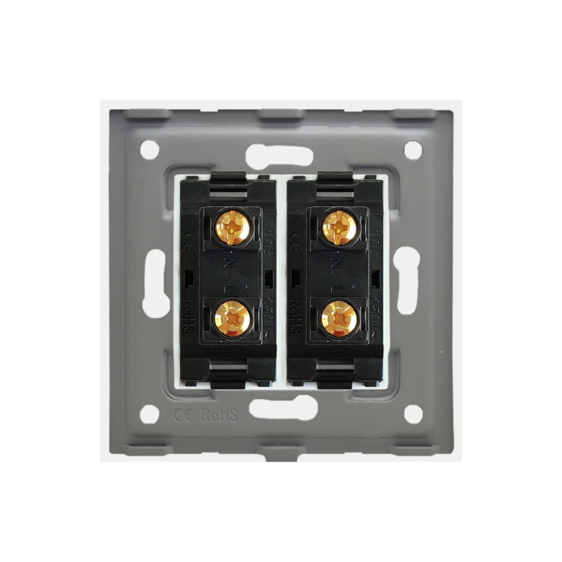 Priza Dubla cu Module Inguste cu Rama din Sticla LUXION, alb