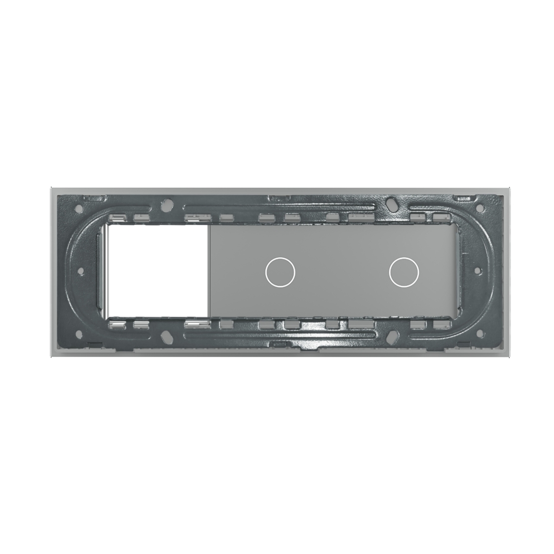 Panou Intrerupator Simplu + Simplu cu Priza LIVOLO din Sticla, Standard Italian - 6/7M, gri