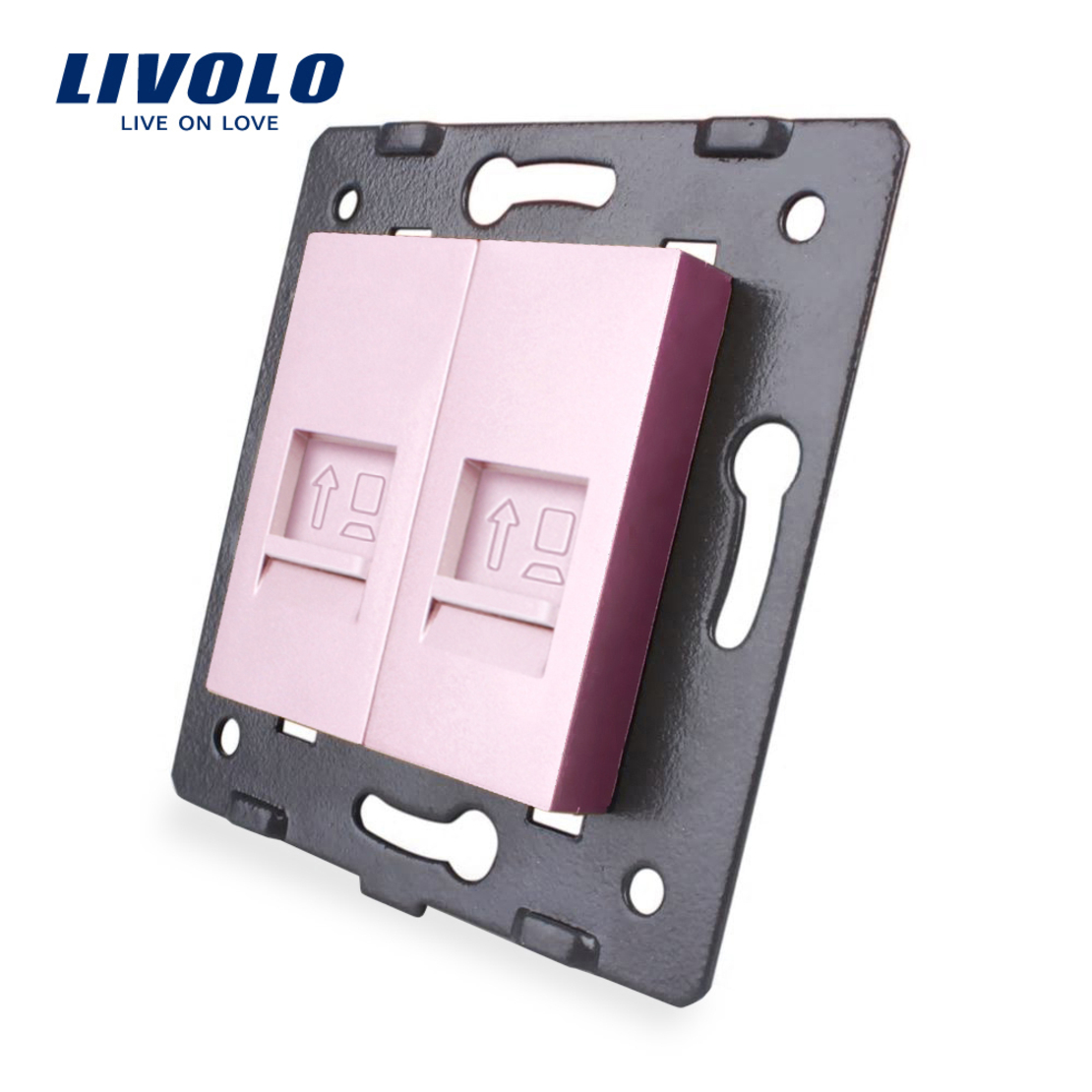 Priza dubla internet Livolo, roz