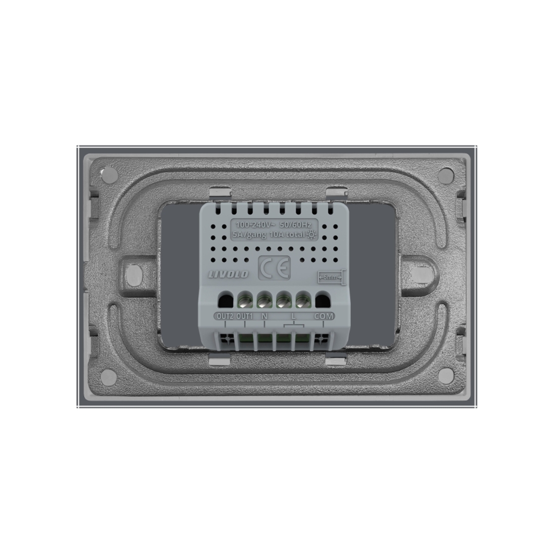 Intrerupator Simplu Wi-Fi cu Touch LIVOLO din Sticla, Standard Italian – Serie Noua, gri