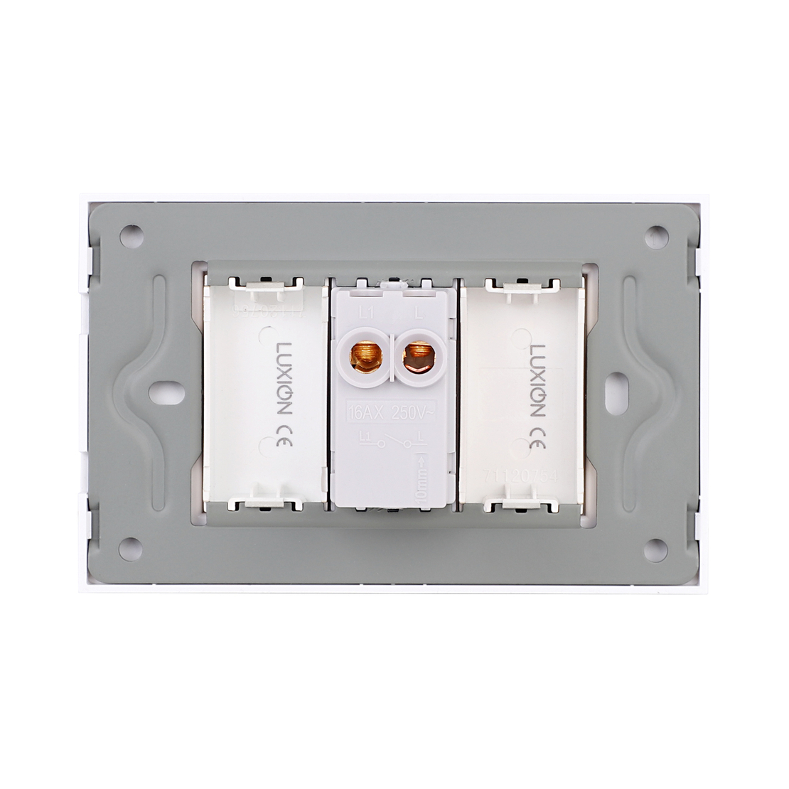 Intrerupator cu Revenire (Sonerie) Mecanic 1M si 2 Taste False LUXION cu Rama din Sticla, Standard Italian, 3M, alb