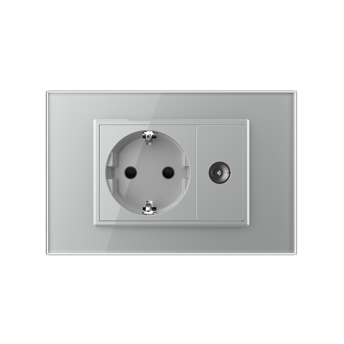 Priza simpla din rama de sticla Schuko cu TV Livolo, gri