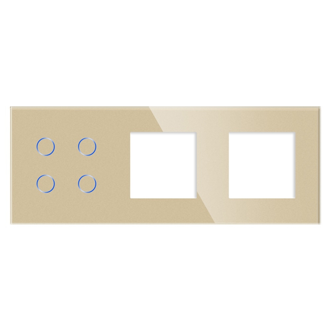 Panou Intrerupator Cvadruplu cu Touch si 2 Prize Simple Din Sticla LUXION, auriu