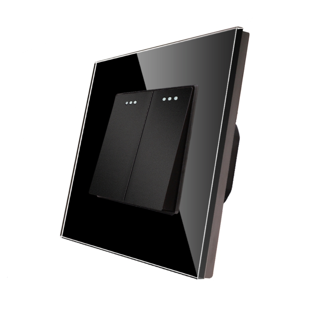 Intrerupator Dublu Mecanic LUXION cu Rama din Sticla, negru