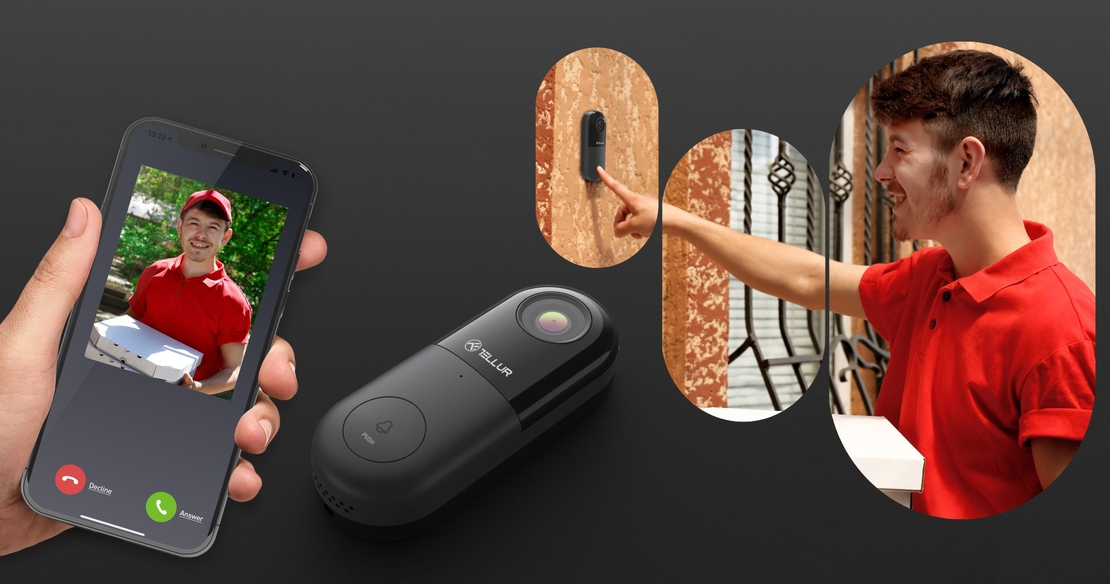 Videointerfon Tellur, Rezolutie 1080P, Infrarosu 130°, Wi-Fi, Slot microSD