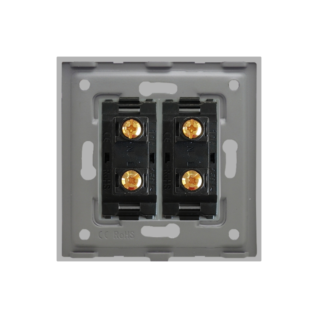 Priza Dubla cu Module Inguste cu Rama din Aluminiu LUXION, gri