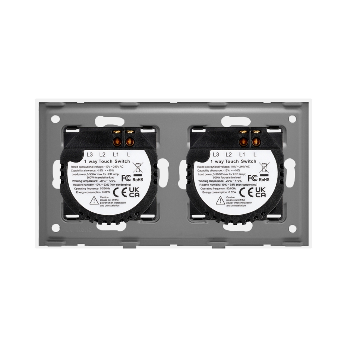 Intrerupator Simplu + Simplu cu Touch din Sticla LUXION, alb