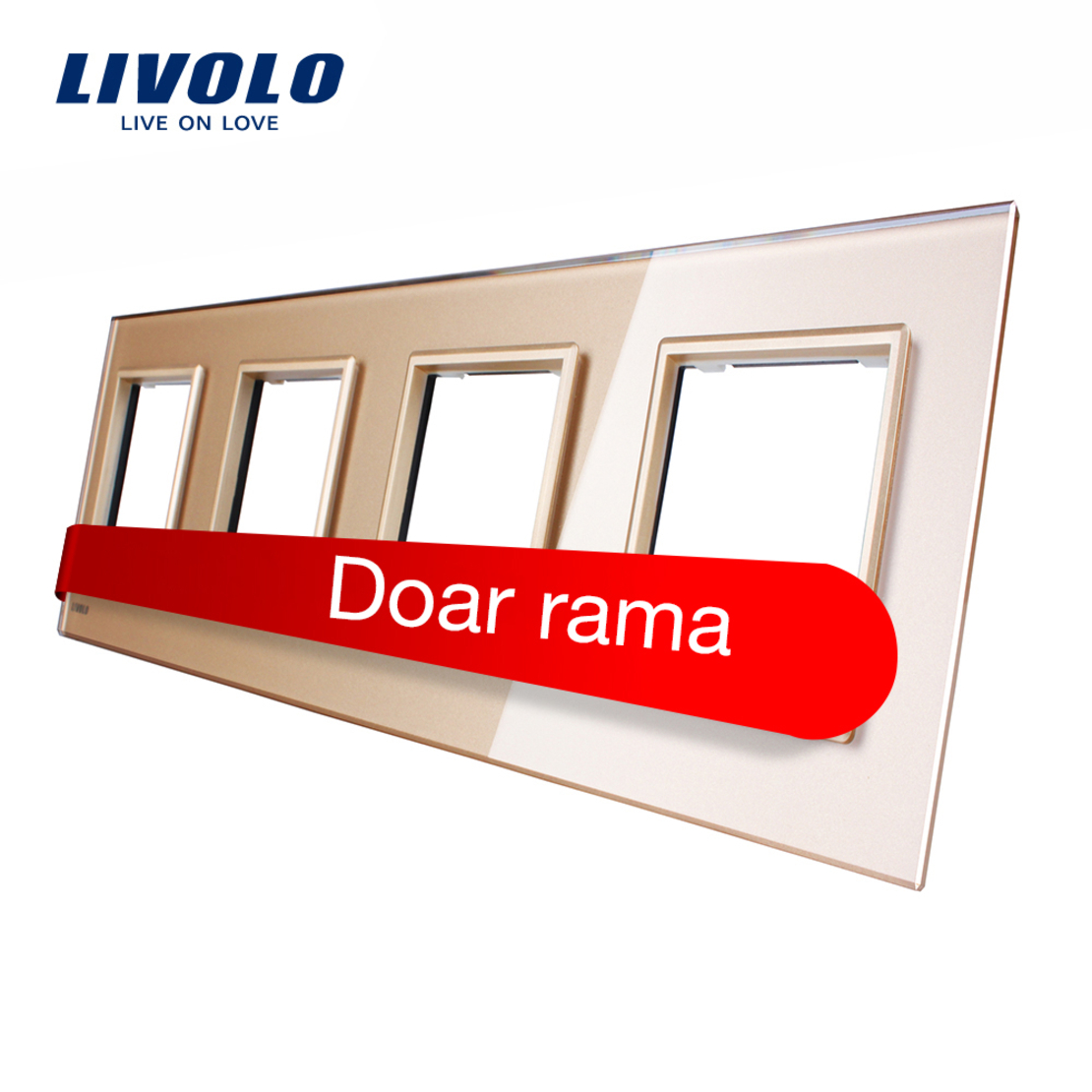 Rama priza cvadrupla Livolo din sticla, auriu