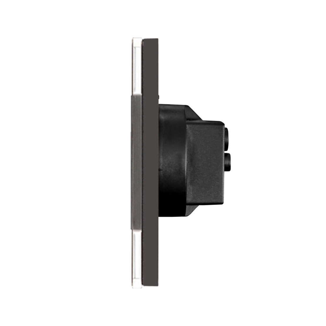 Priza Dubla cu Rama din Sticla LUXION, negru