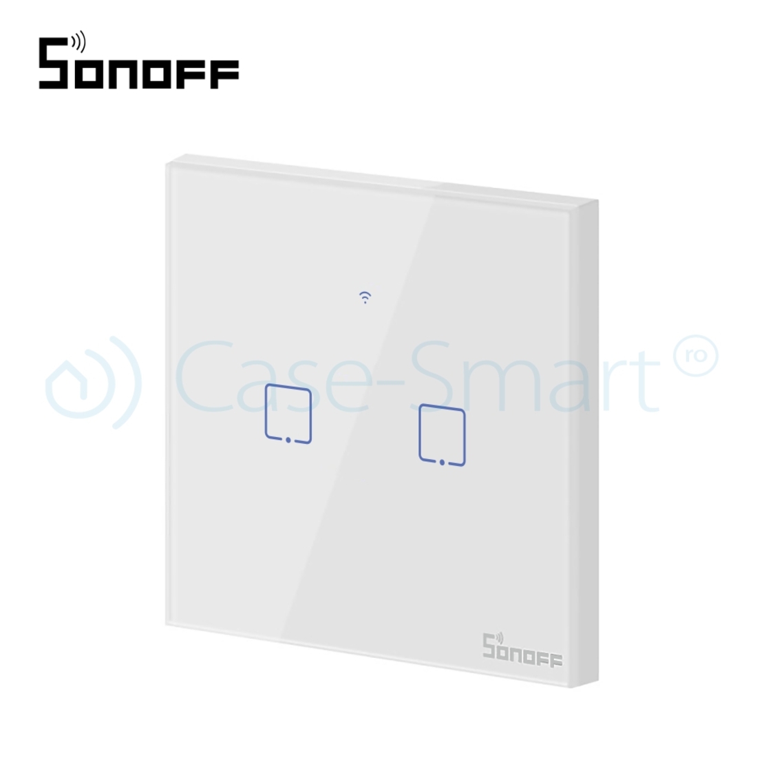 Intrerupator dublu cu touch Sonoff T1EU2C, Wi-Fi + RF, Control de pe telefonul mobil