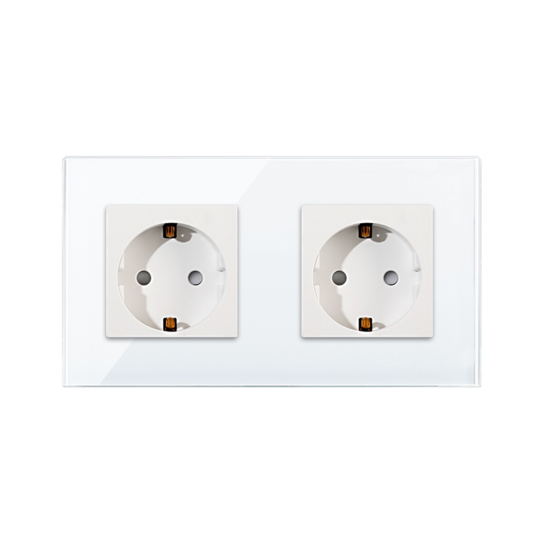 Priza Dubla cu Rama din Sticla LUXION, alb