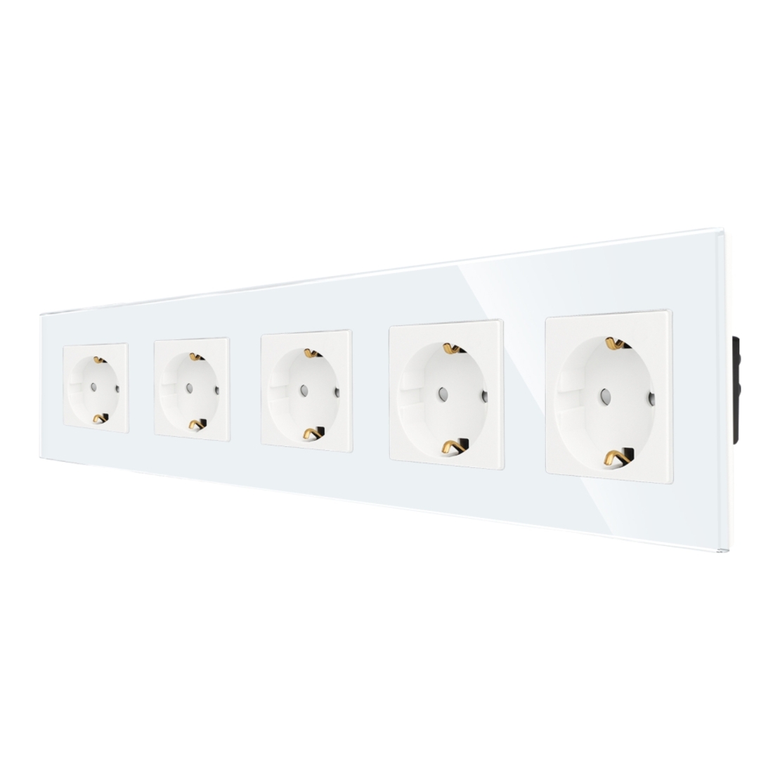 Priza Cvintupla LUXION cu rama din sticla, alb