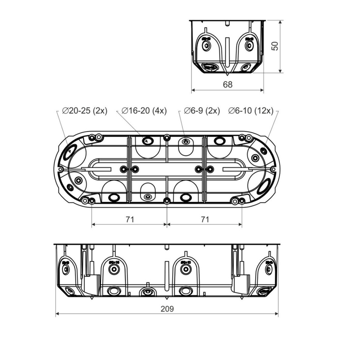 Doza aparataj tripla pentru rigips Kopos KPL64-50/3LDNA