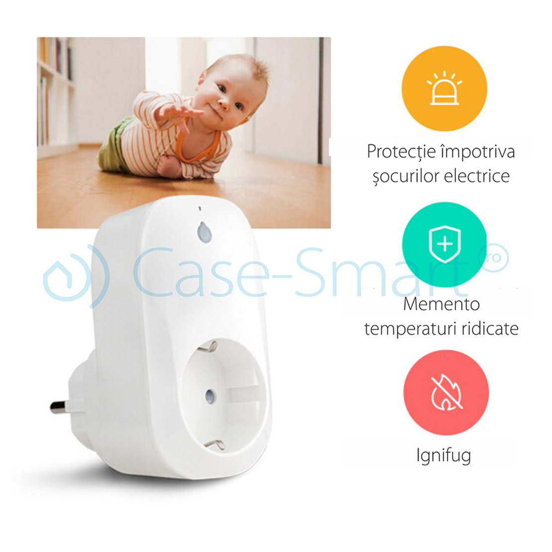 Priza inteligenta RedSun RS-SC71, monitorizare de energie, compatibil Alexa, Control de pe telefonul mobil