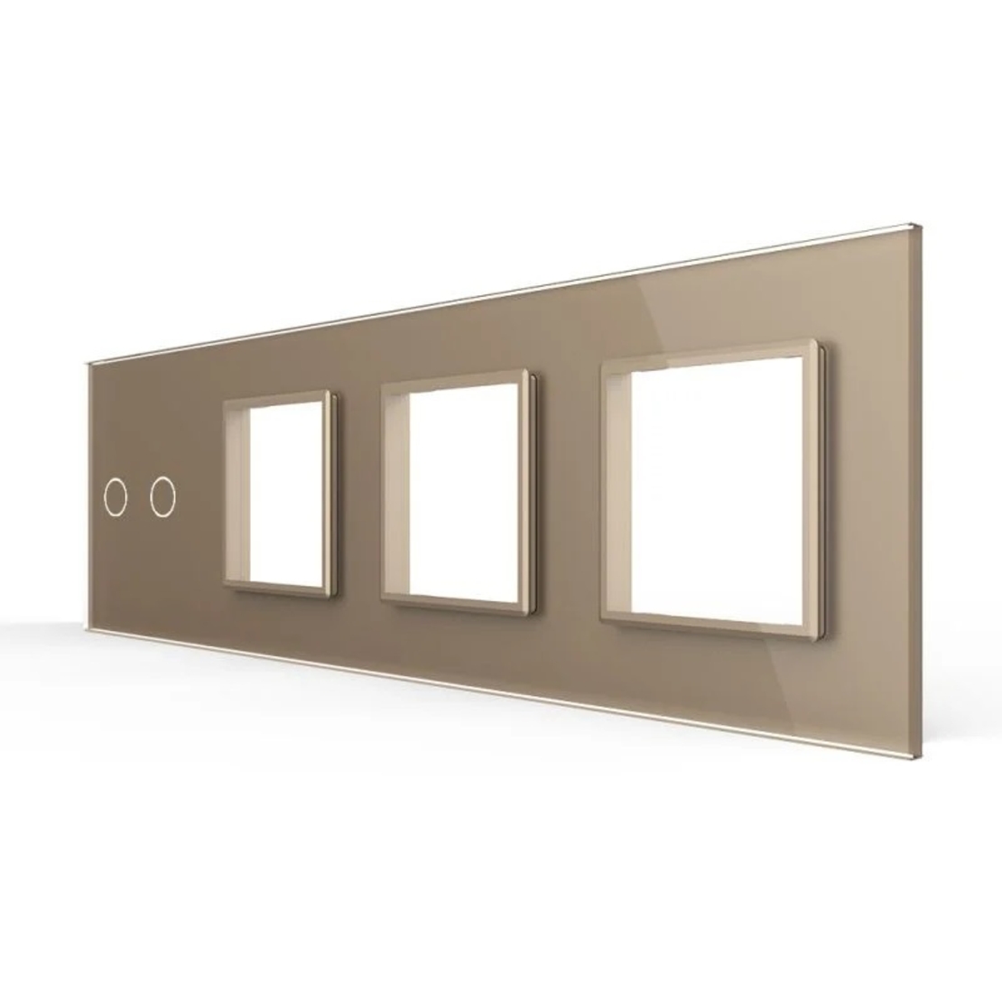 Panou Intrerupator Dublu + 3 Prize LIVOLO din Sticla, Standard German, auriu