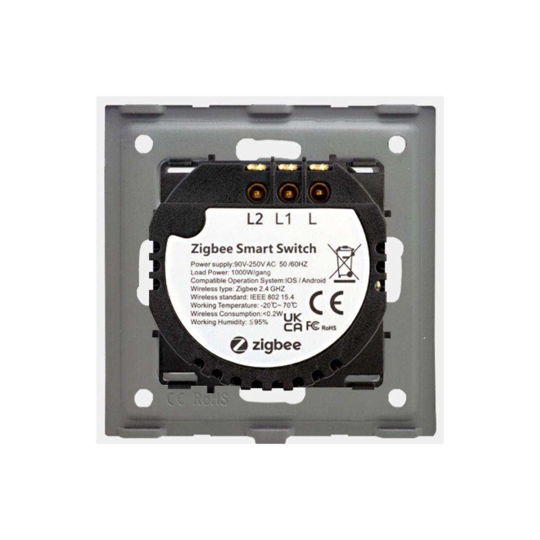 Intrerupator Dublu cu Touch din Sticla LUXION, protocol ZigBee, alb