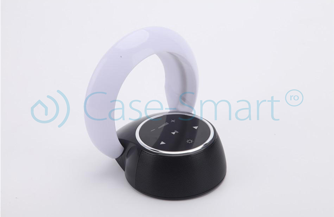 Boxa portabila Red Sun Moon Bay cu lampa cu LED, Bluetooth 4.0, RS-WBSL-07, alb