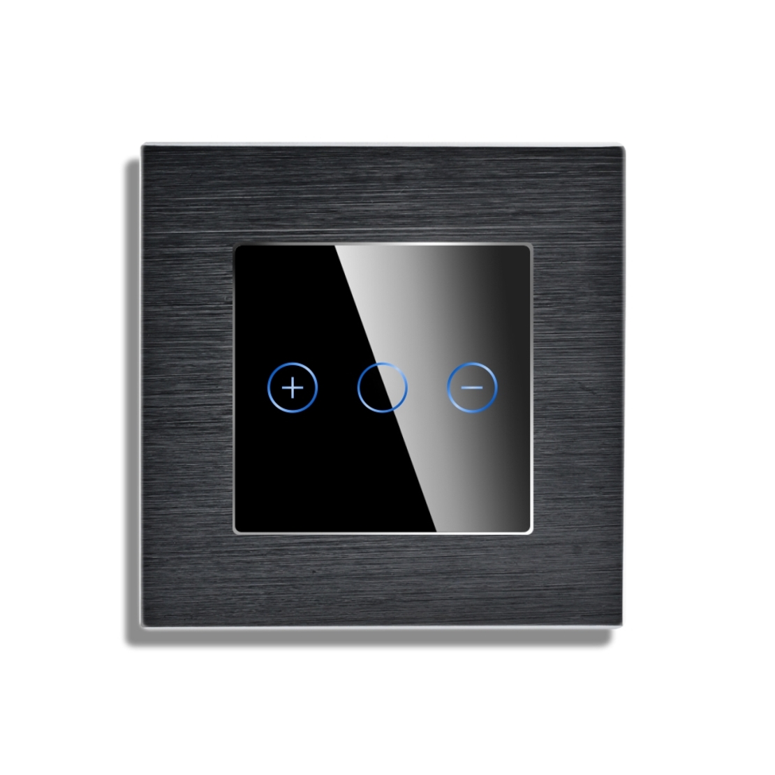 Intrerupator Simplu cu Variator cu Touch din Sticla si Rama de Aluminiu LUXION, negru