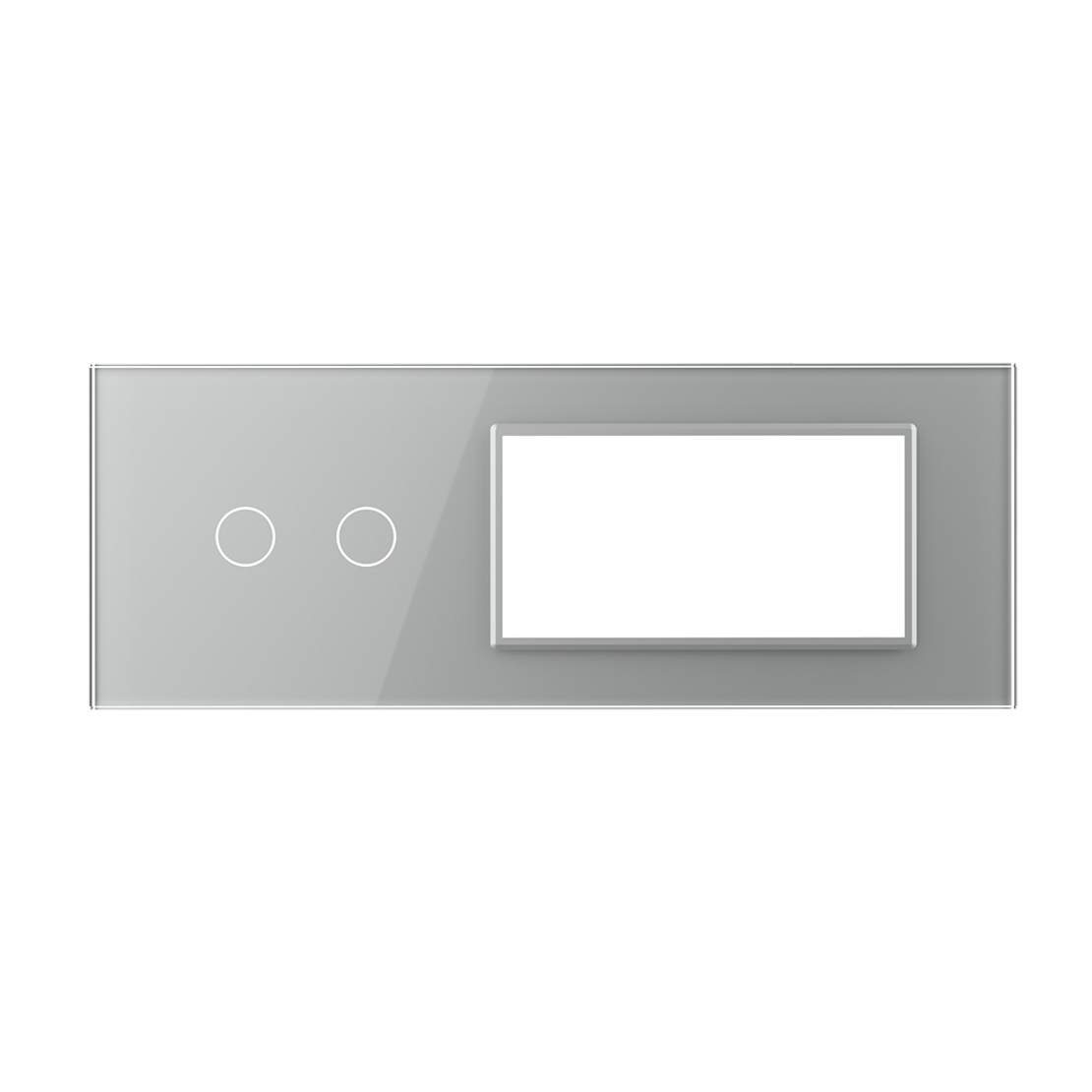 Panou Intrerupator Dublu cu 2 Prize LIVOLO din Sticla, Standard Italian - 6/7M, gri
